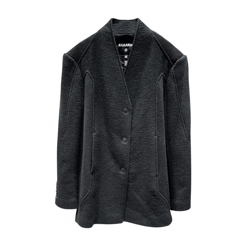 【COCO精选】ANNAKIKI  澳毛拼接分割西装 3D4A0618H853