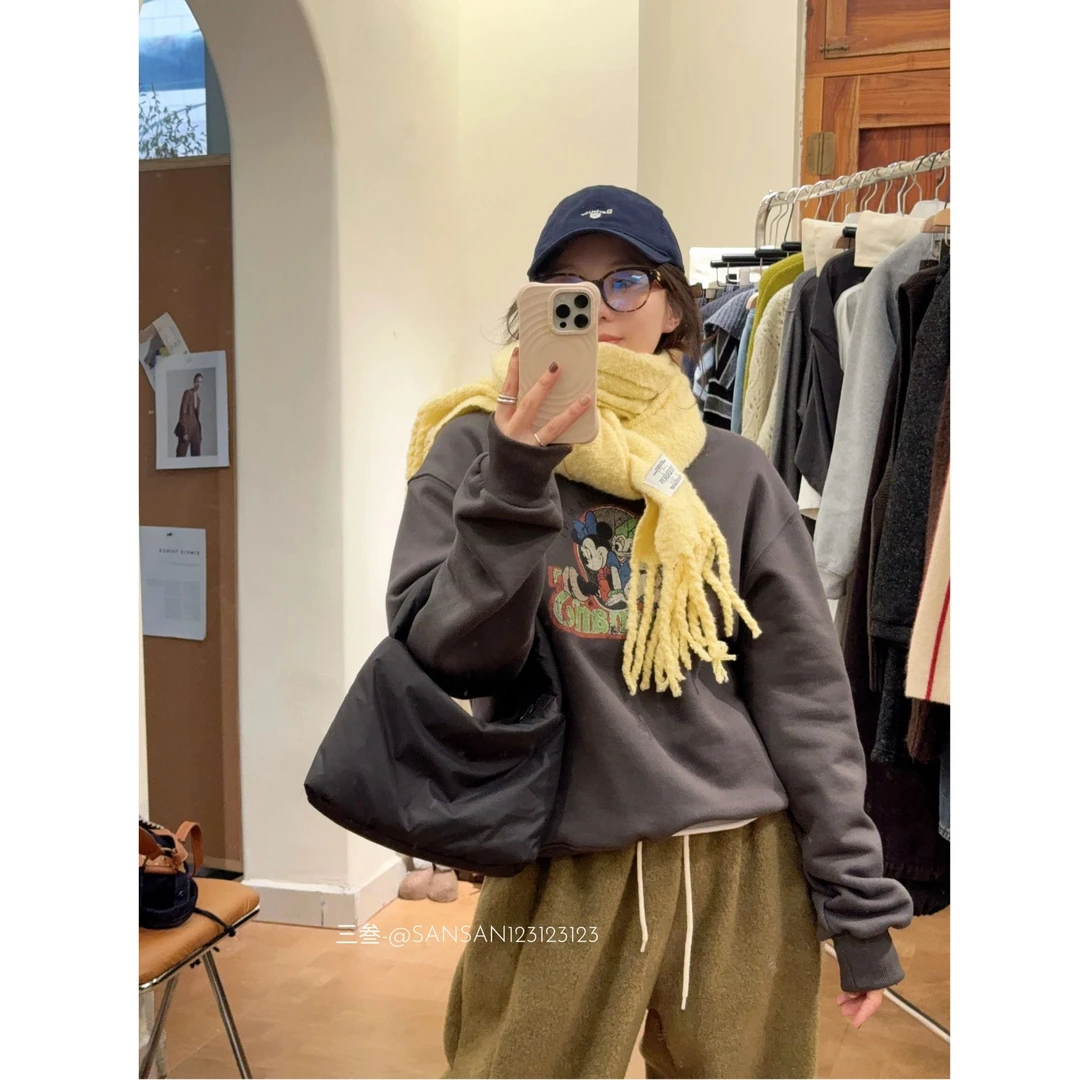 SANSAN 韩国订单款 卡通简约加绒卫衣