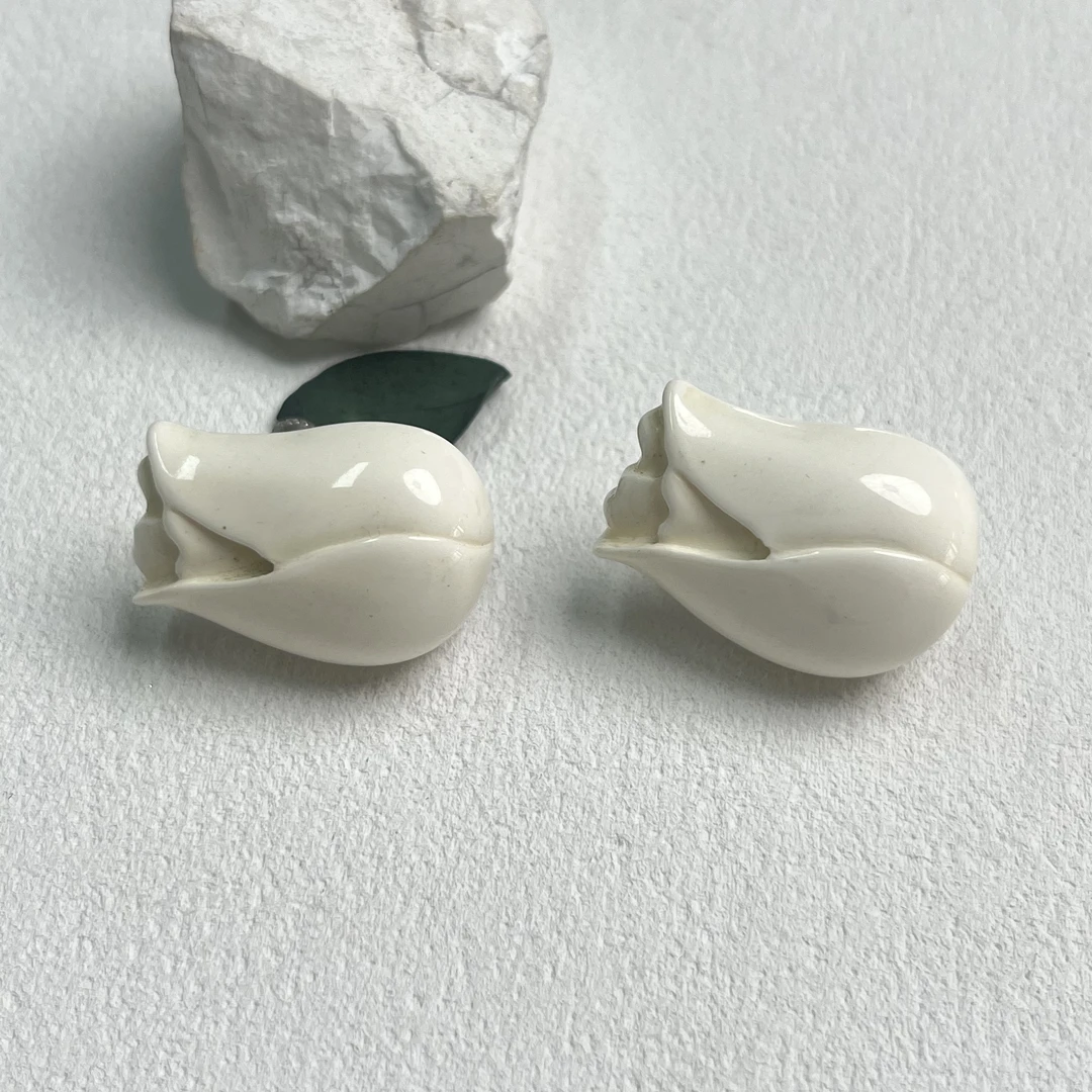 铜合金树脂耳饰 【六六中古】孤品复古耳夹ap7564