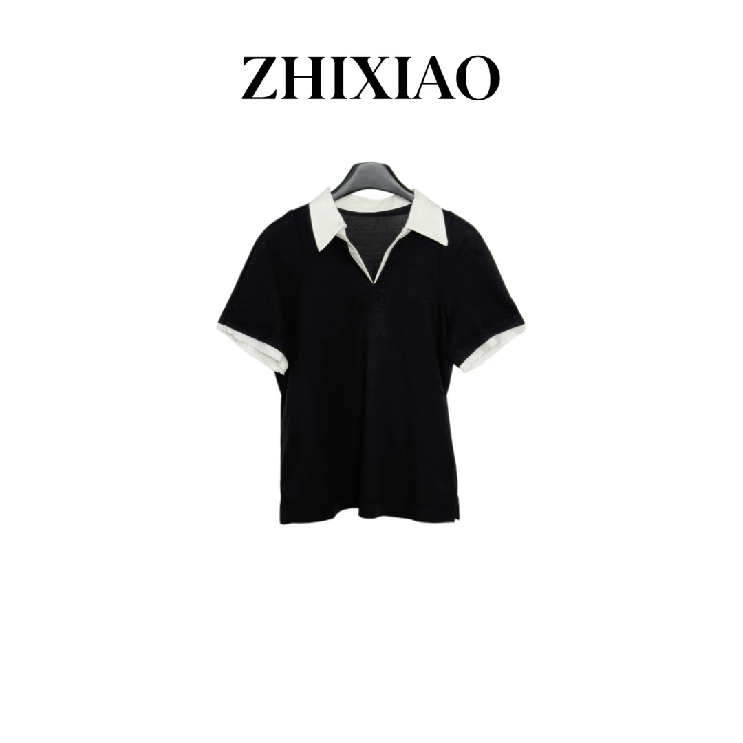 【ZHIXIAO】春季新款：假两件翻领短袖91783
