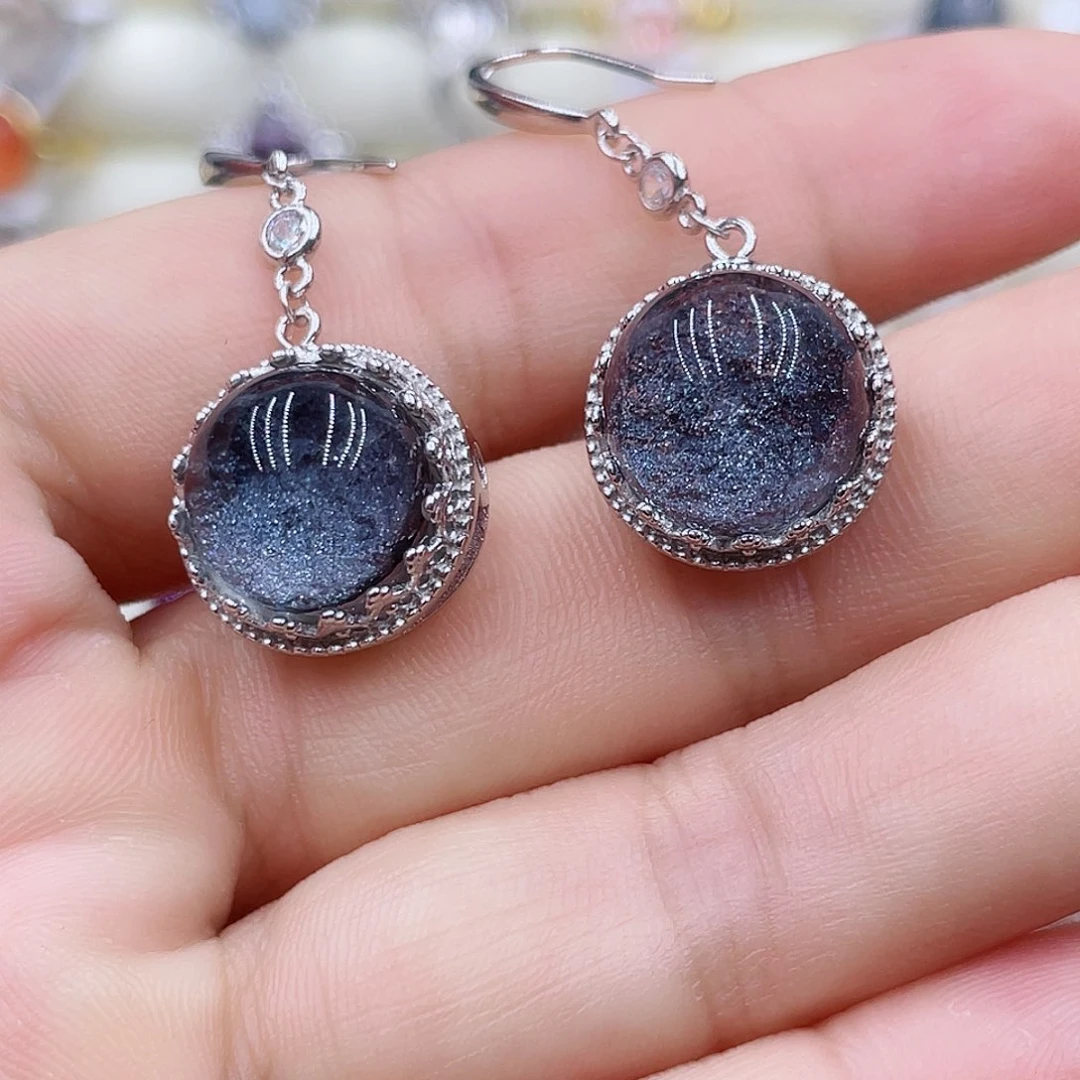 水晶耳坠银S925镶嵌每***困