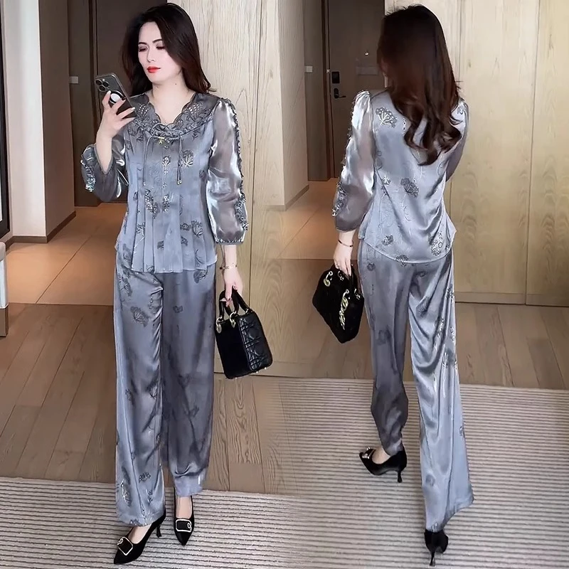 休闲气质套装女2025秋季新款洋气显瘦减龄上衣阔腿裤时髦两件套潮