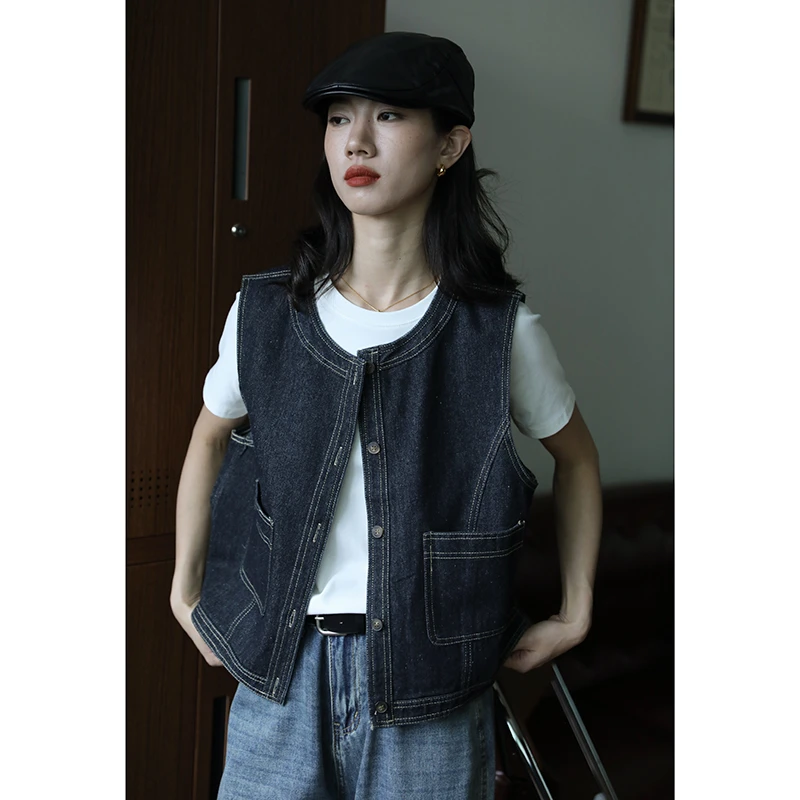 【不掉色】复古牛仔马甲女外套小个子百搭显瘦短款宽松小坎肩外搭
