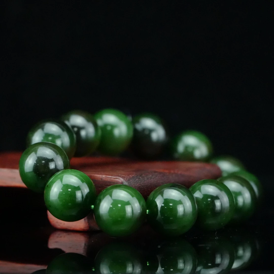 陆飞飞作/和田玉 碧玉手串 /朵云轩 LFW4026YF