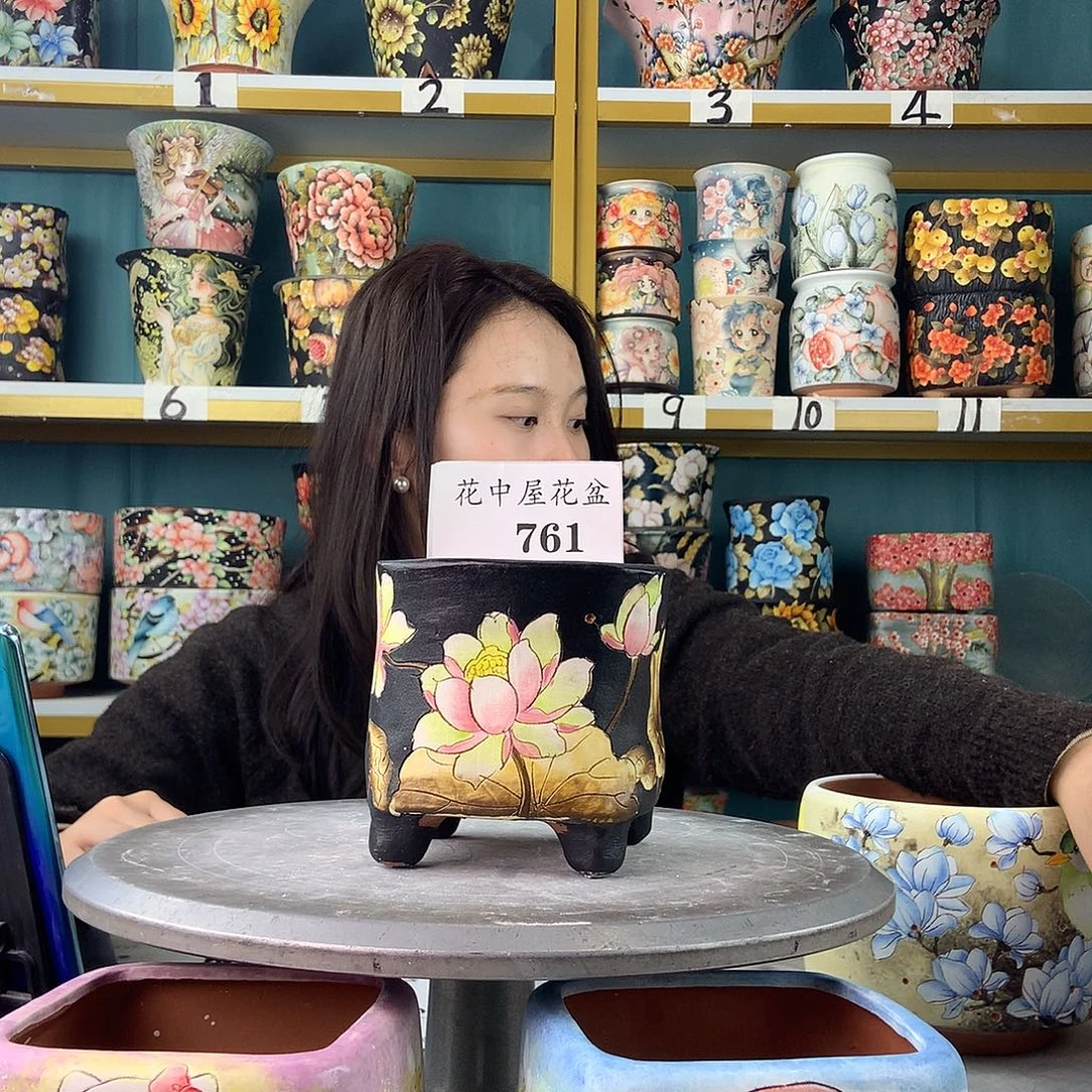 艾***子陶景德镇手工花盆761