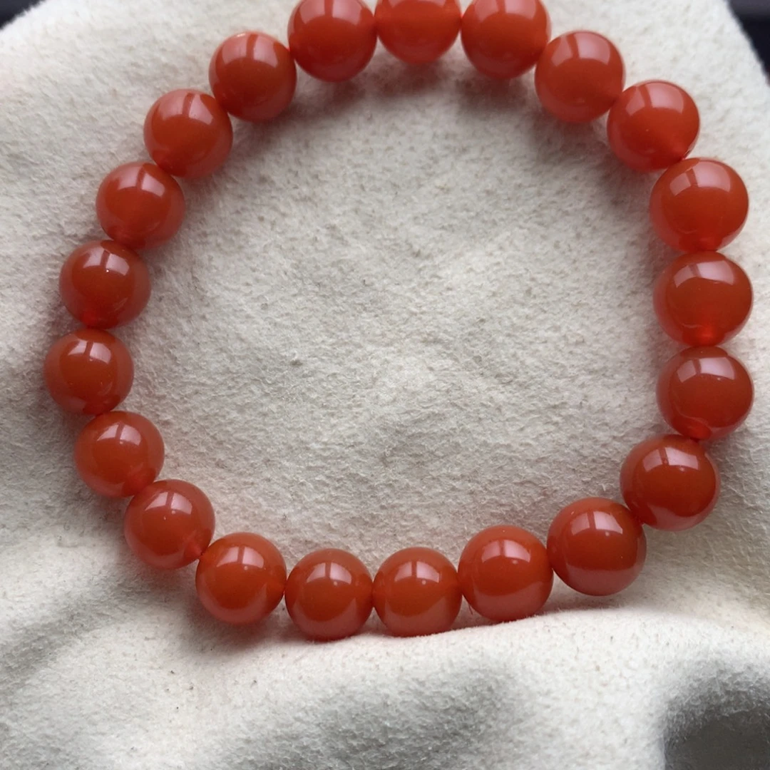 南红玛瑙未镶嵌保山天然原矿南红9mm+圆珠手串