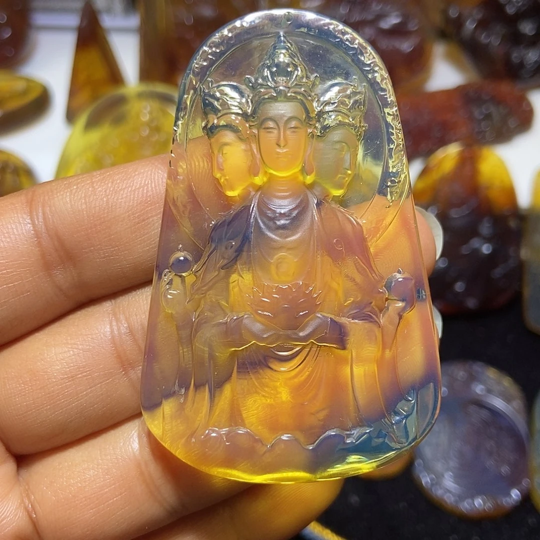 琥珀未镶嵌颈饰缅甸天然琥珀吊坠