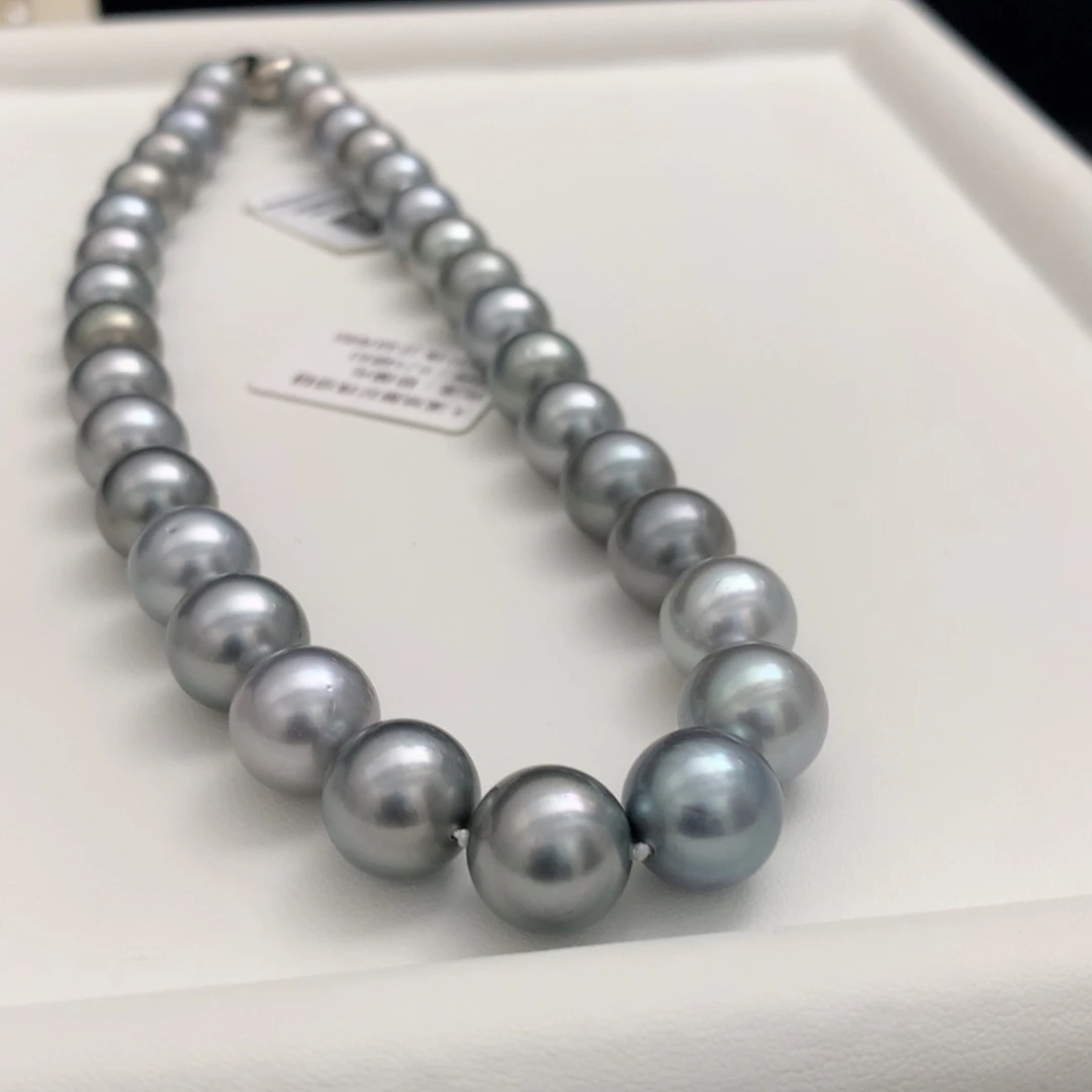 海水珍珠颈饰未镶嵌11.1-13.1mm铂金灰项链