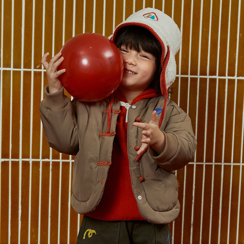 papa爬爬冬季新款儿童棉服男女童加厚保暖新中式夹棉上衣加厚