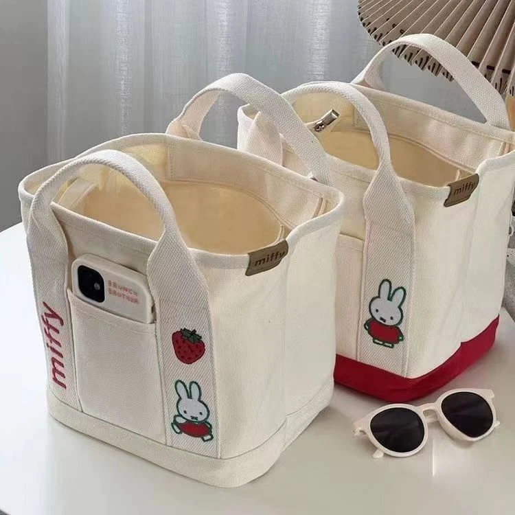 2025新兔子HR日系可爱帆布包宝妈外出手拎包便当包上班族手提包女