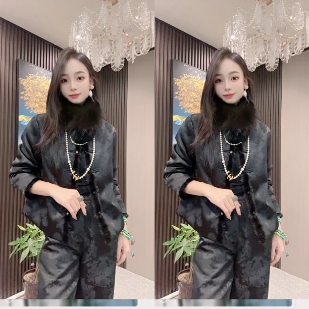 張Yu名品【锦绣前程】浮雕玫瑰工艺复古国风棉服2025新款冬女