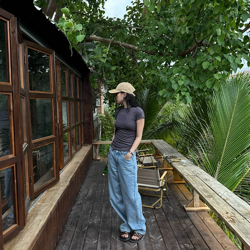 Seyora【海风清浅】100%棉复古水洗宽松阔腿直筒裤 H32727SY51