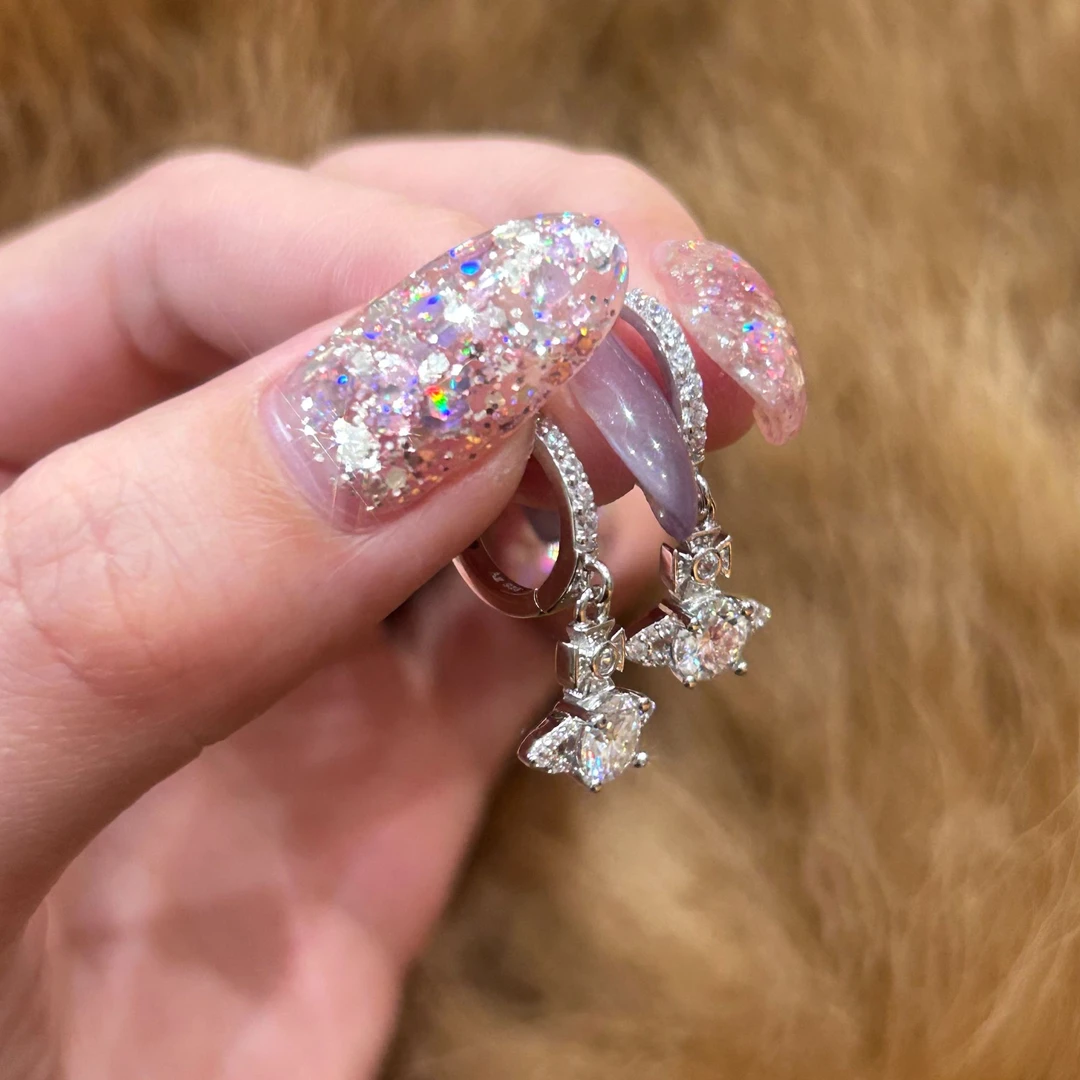 925银莫桑石耳饰 土星耳扣 气质轻奢大众百搭时尚简约