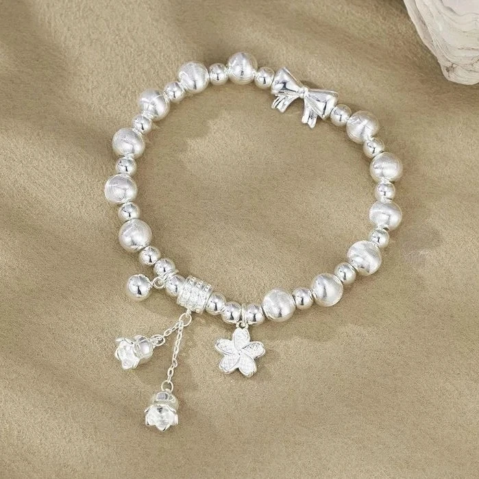 B85【约33g】999.9波纹铃兰花实心