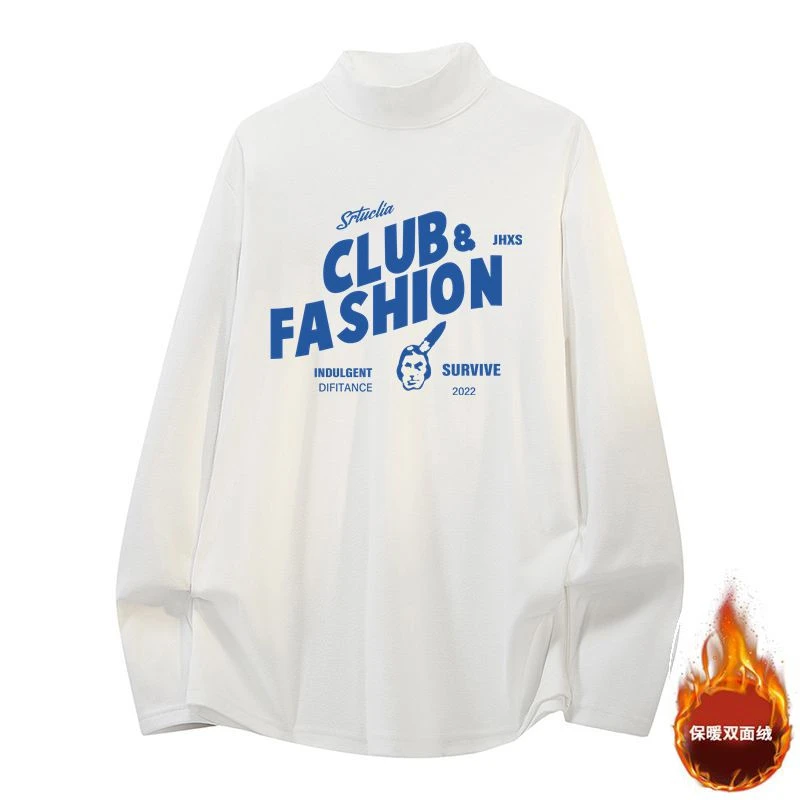 YNZ.XX休闲双面绒潮流长袖T恤男秋冬新款港风宽松大码百搭长袖T恤