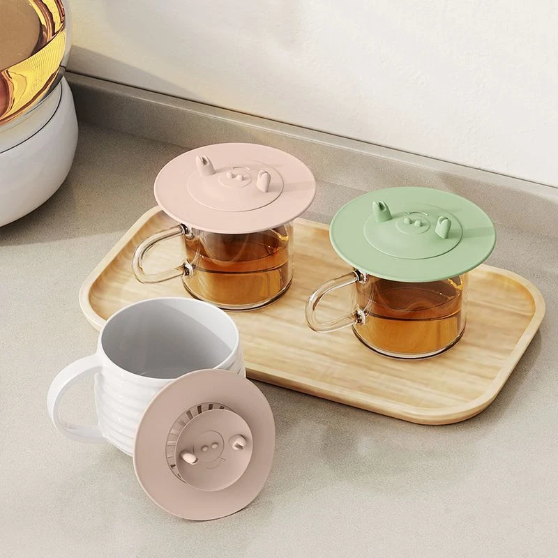 萌趣螃蟹硅胶杯盖马克杯盖子杯子配件通用防尘杯盖耐高温用