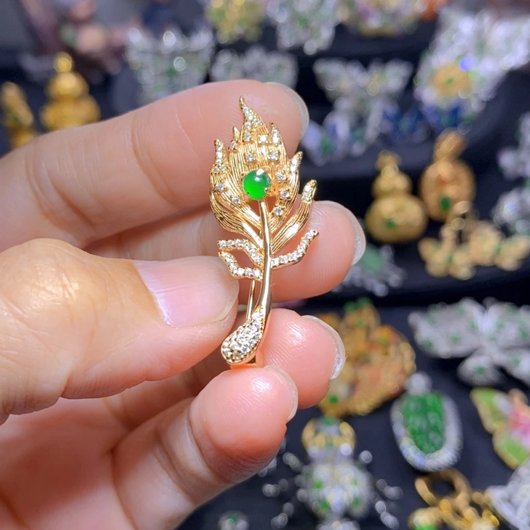 翡翠银S925镶嵌套链天然翡翠
