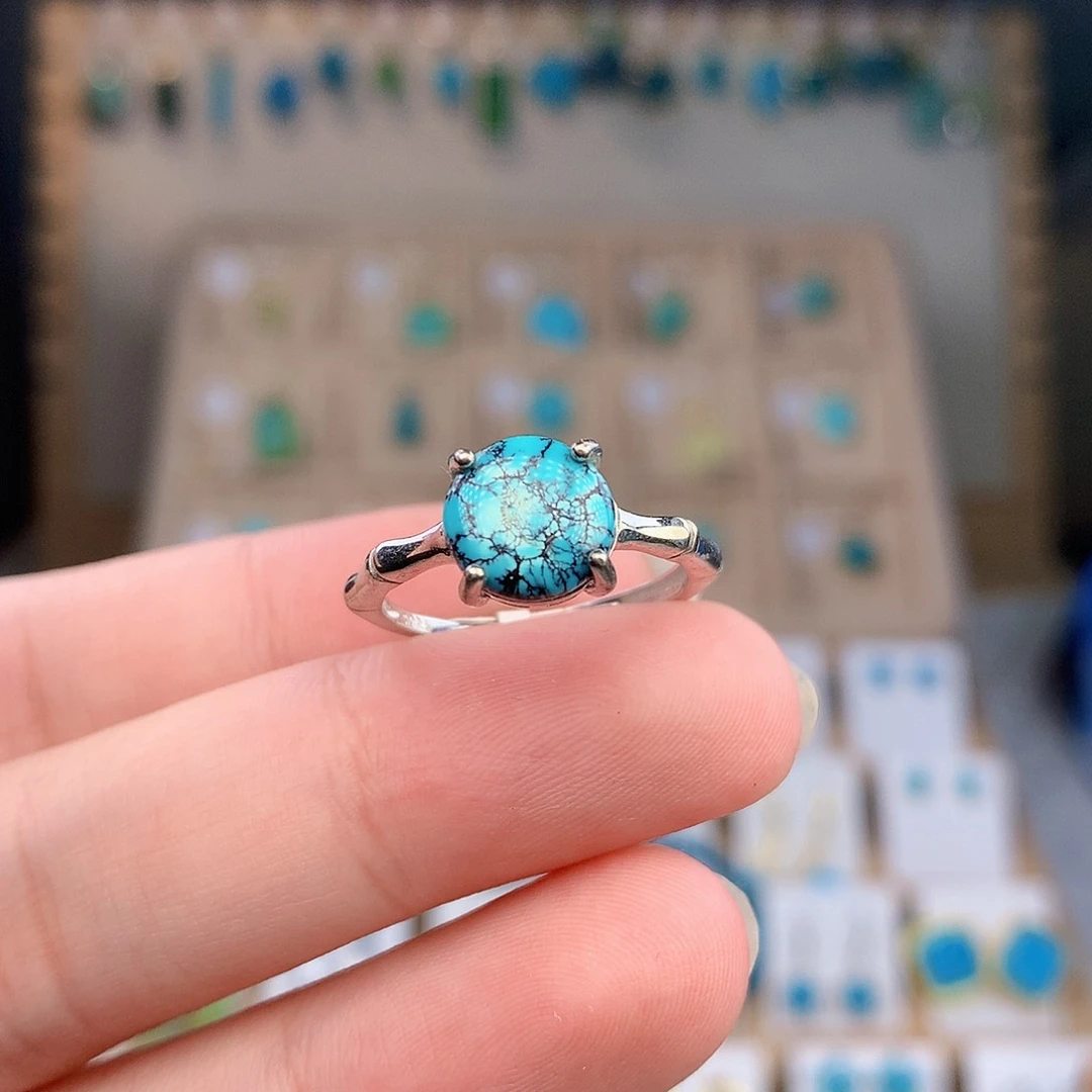 绿松石银S925镶嵌戒指