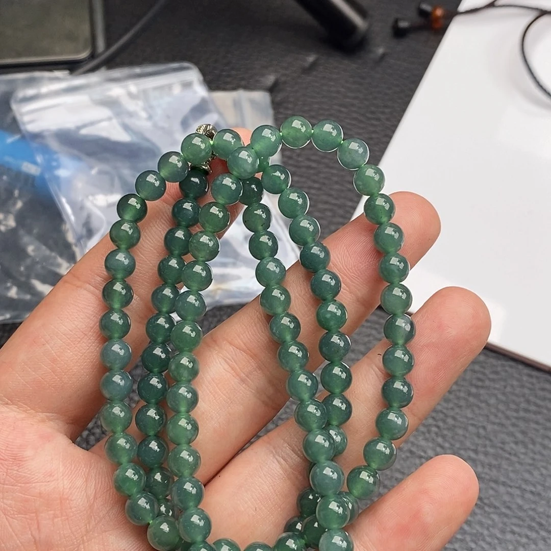 未镶嵌定制翡翠蓝水长链