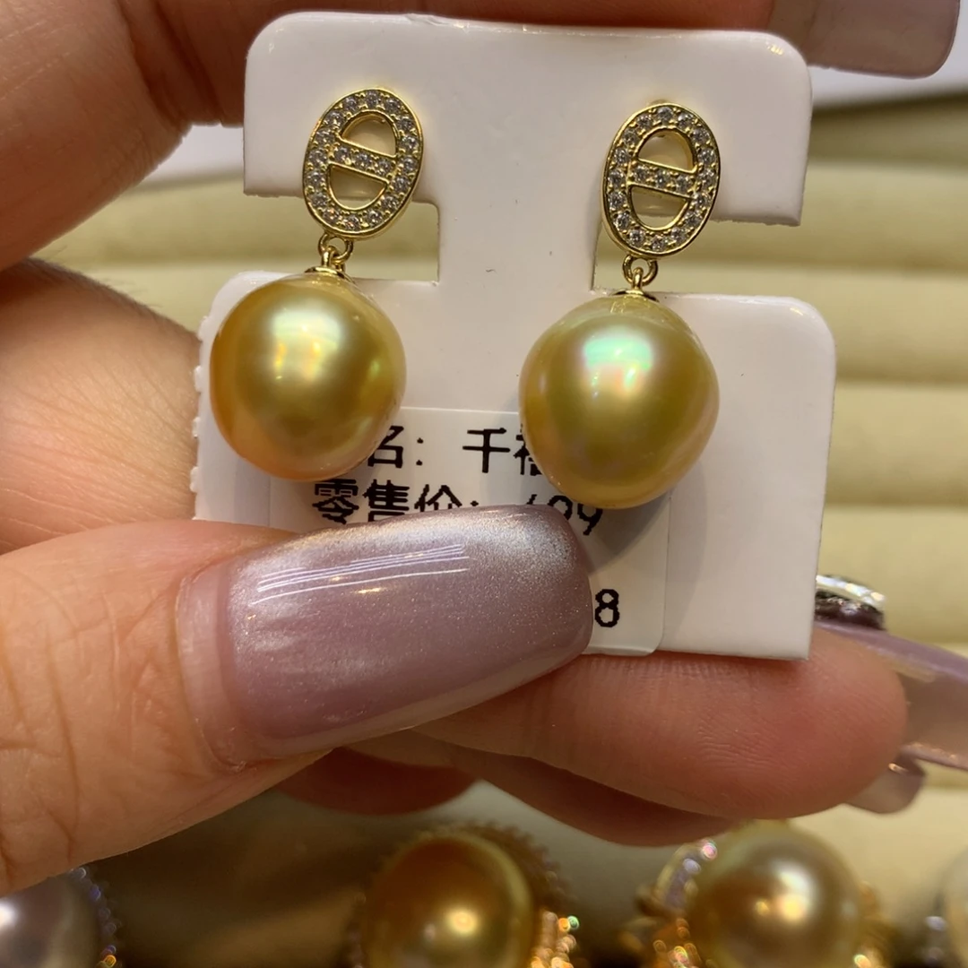 银S925镶嵌耳饰海水珍珠