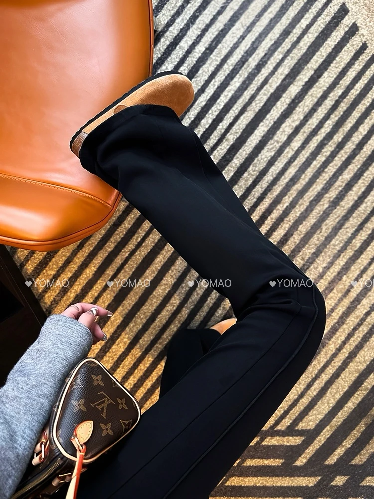 尤猫【建模裤】夏季小众修身显瘦高级感黑色微喇裤长裤女裤Y31212