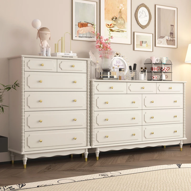 瀚缘法式复古实木斗柜梳妆台卧室储物柜简约现代床尾收纳柜抽屉式