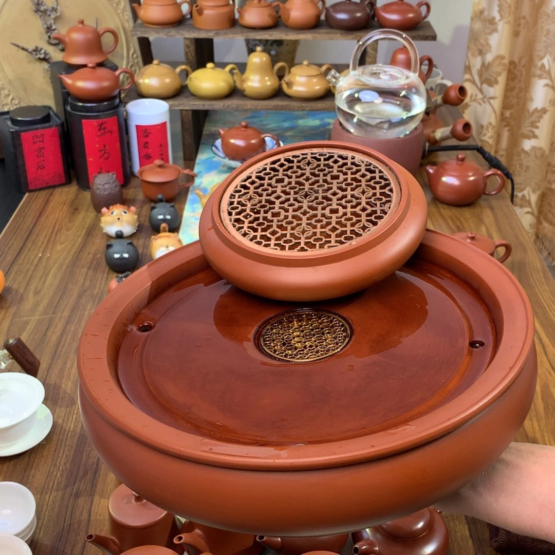 8折抄底潮州10.5英寸茶盘+大金属壶承