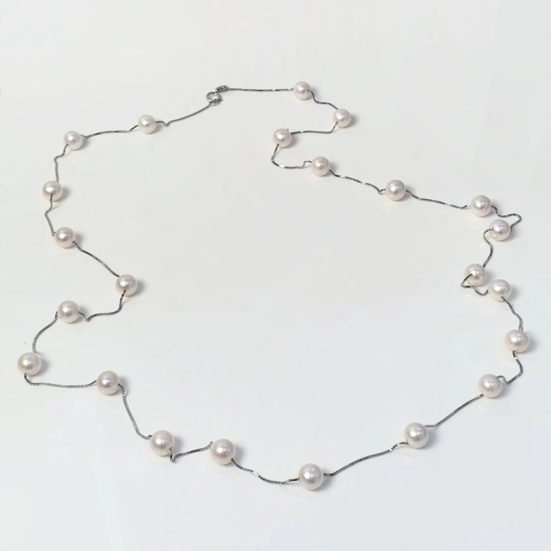 依俐西雅A767气质百搭长款满天星淡水珍珠项链6-7mm[清仓]