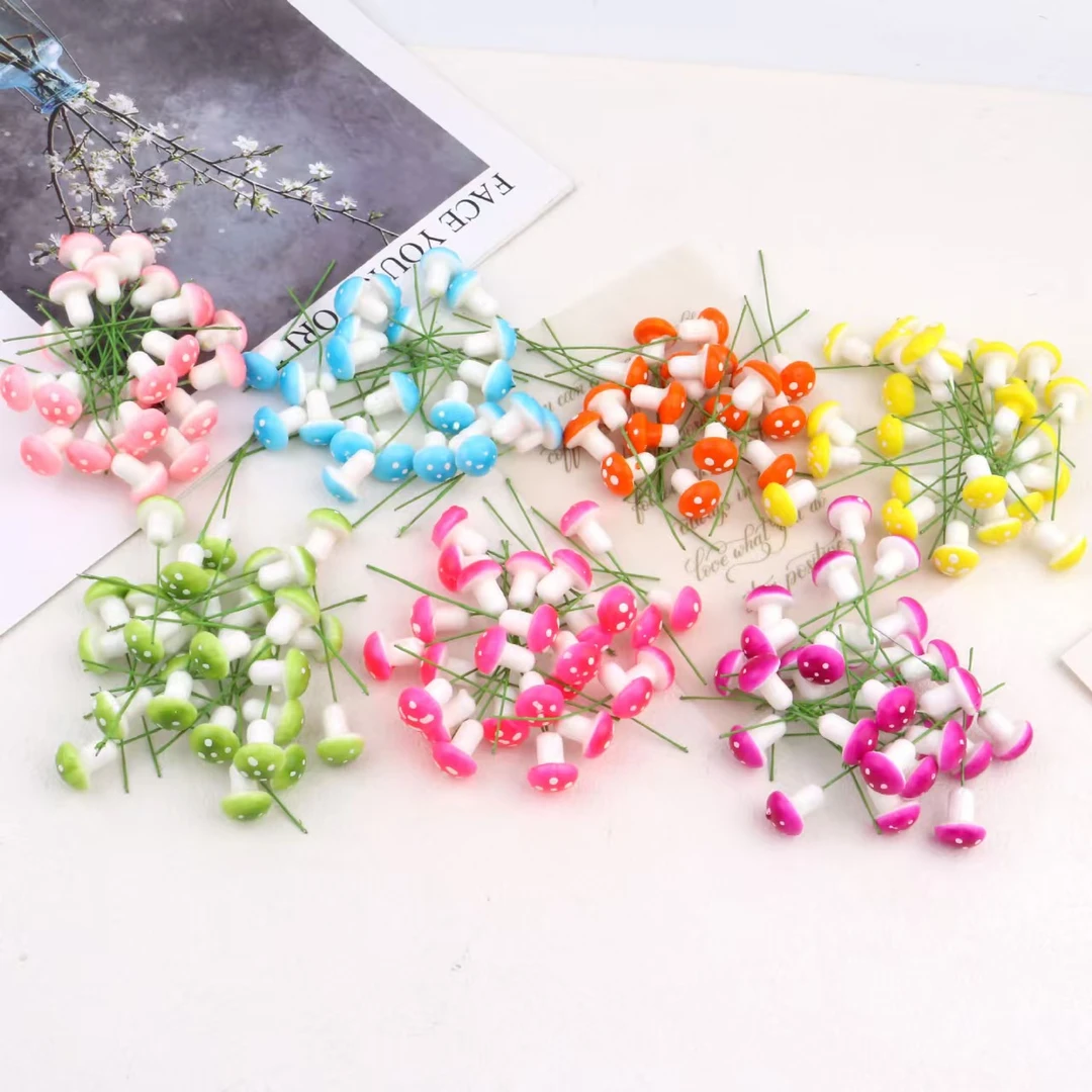 【班班精选】卡通迷你彩色小蘑菇手工DIY摆件装饰材料