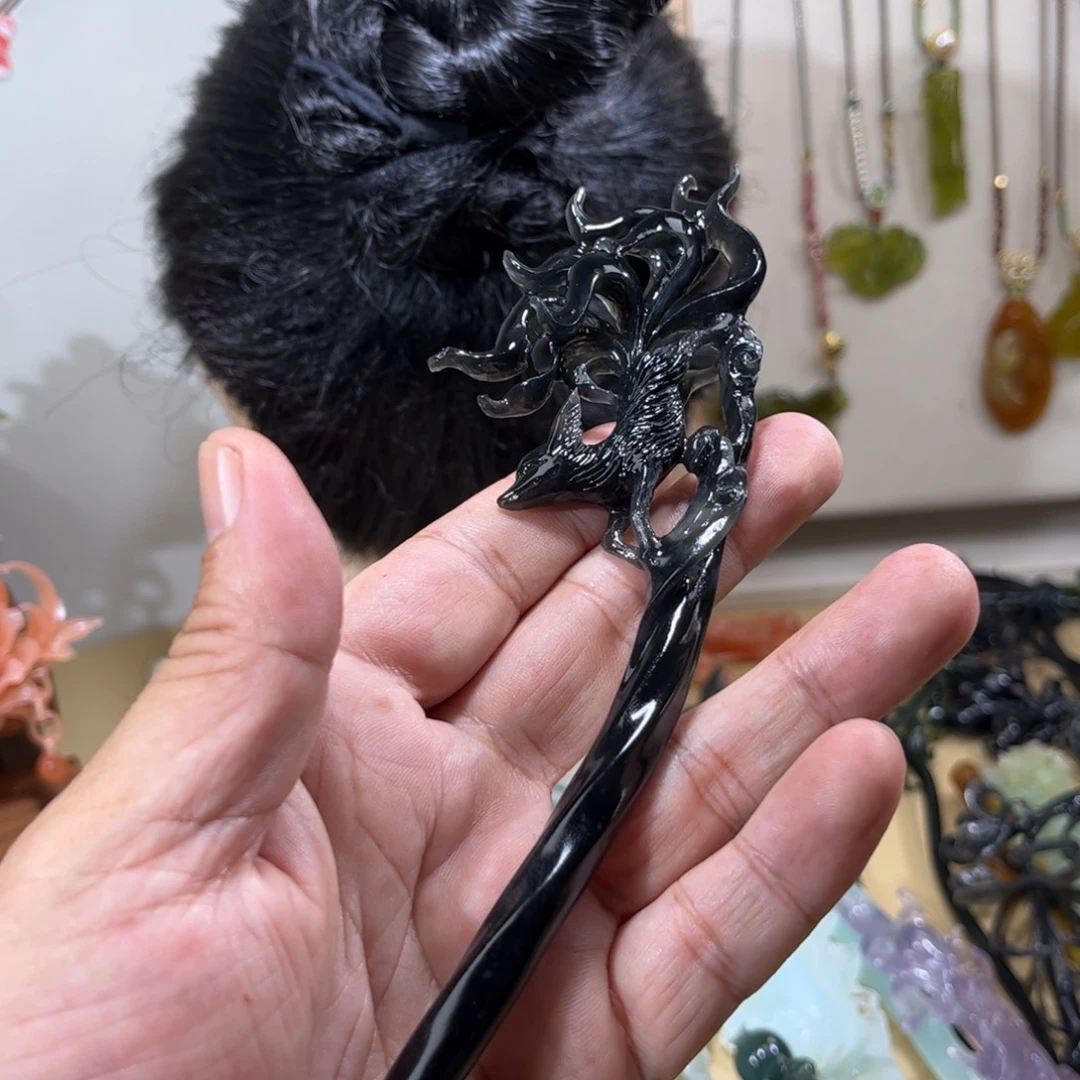 ****满合金蛇纹石玉发簪