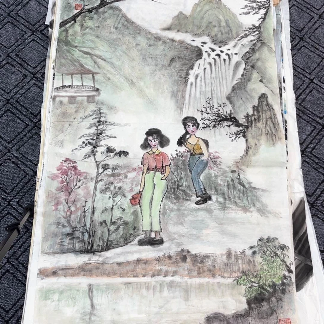 国画朱灿老师四尺人物作品