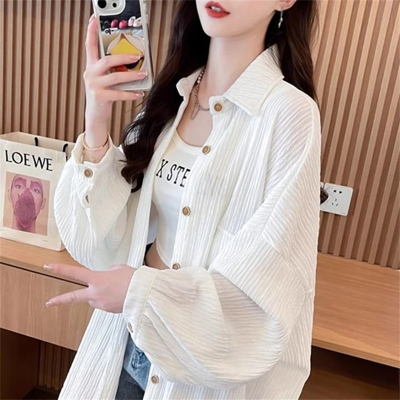 慵懒风超仙衬衣夏季薄款外套短袖衬衫女防晒衣初高中学生宽松上衣