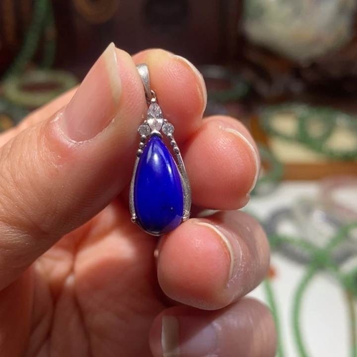 青金石银S925镶嵌颈饰