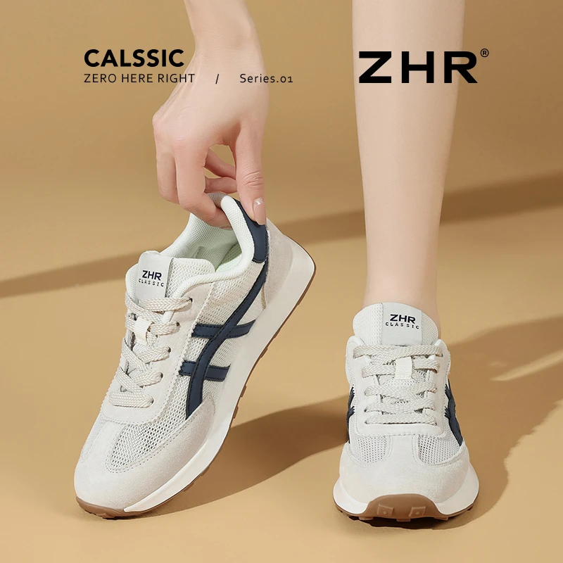 ZHR厚底德训鞋女士防滑2025新款夏季百搭复古休闲运动鞋透气女鞋