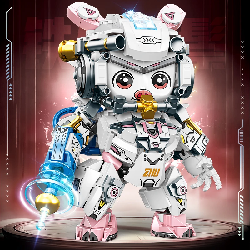 创玩世代十二生肖系列亥猪益智拼装积木玩具送同学生日礼物摆件