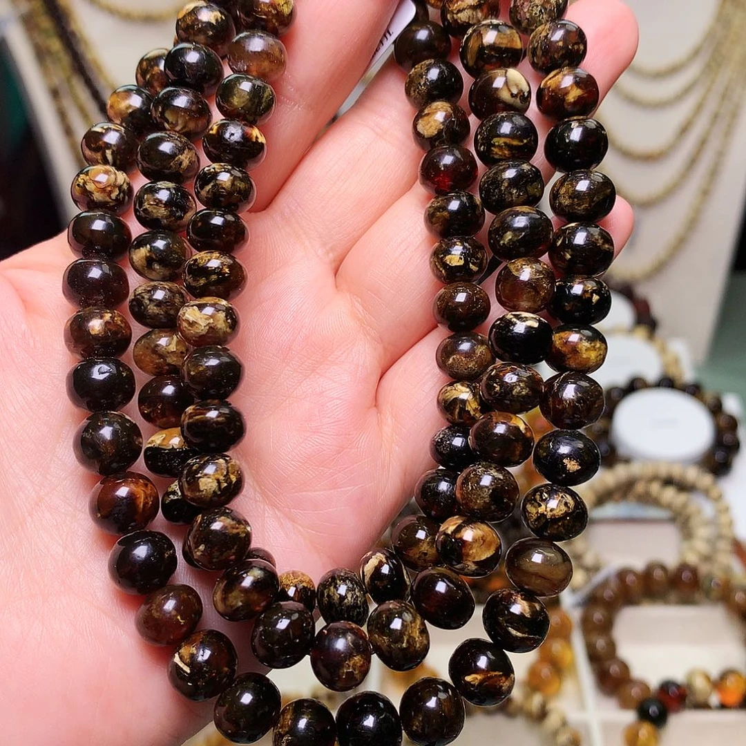 琥珀未镶嵌裸石9/黑金妖花108-