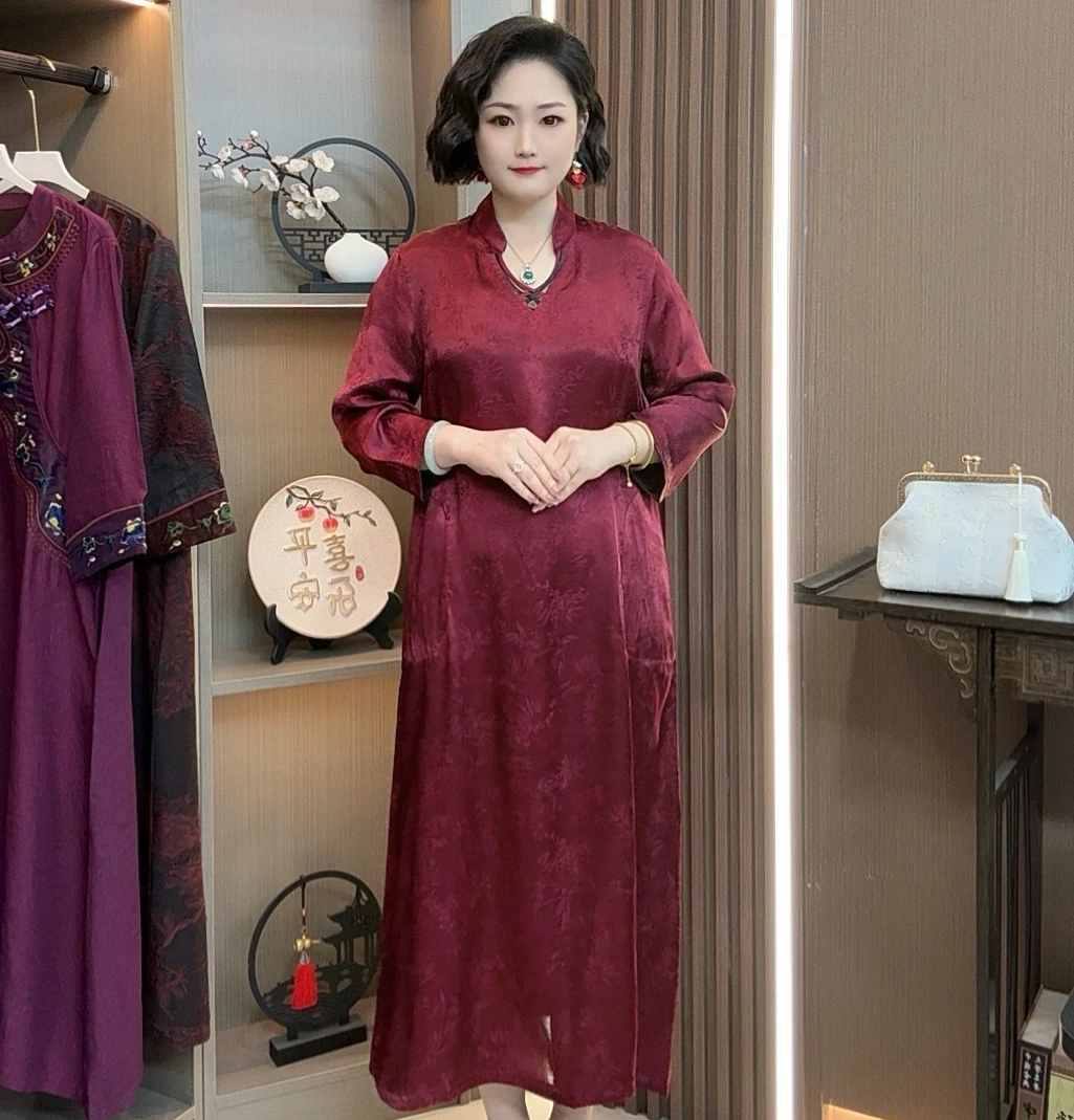 【诗蕴】2025新款高端重磅时尚双面双穿印花遮肉显瘦改良连衣裙