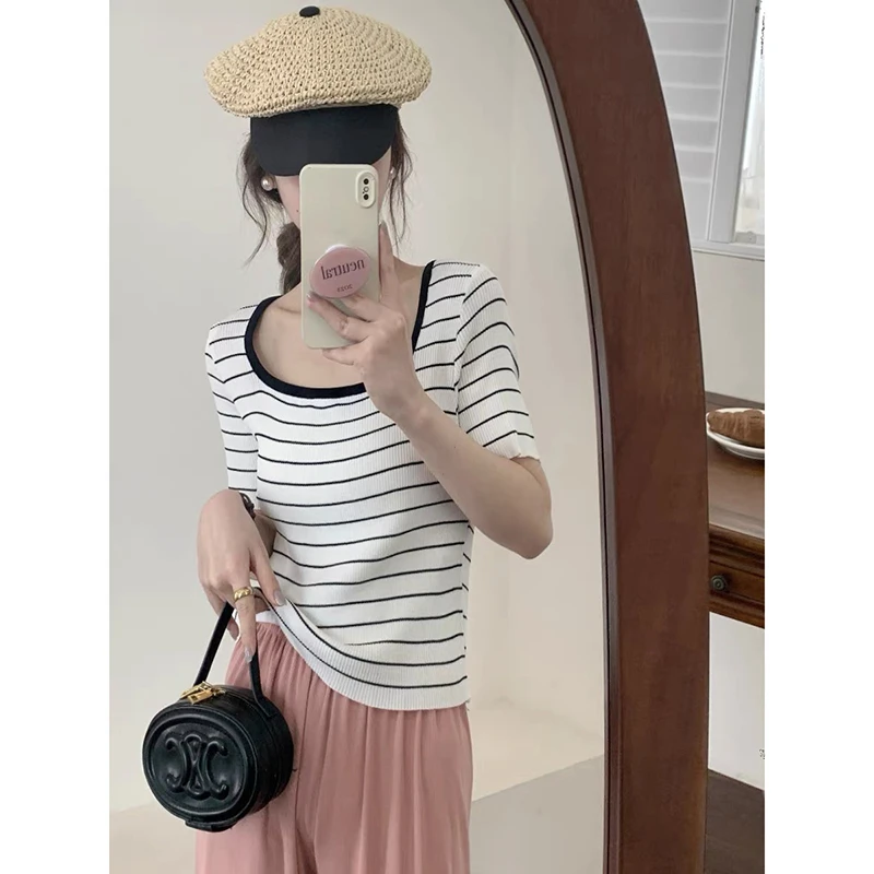 【蓝条纹】3073超柔软新款高品质圆领上衣