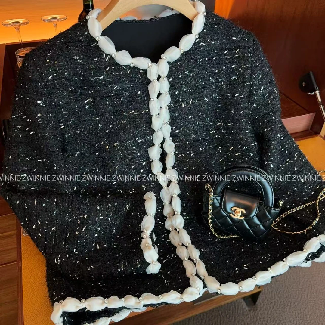 Zwinnie/詹维尼【黑曜手工坊小香风】超重工手工钉钻外套 GYT202565