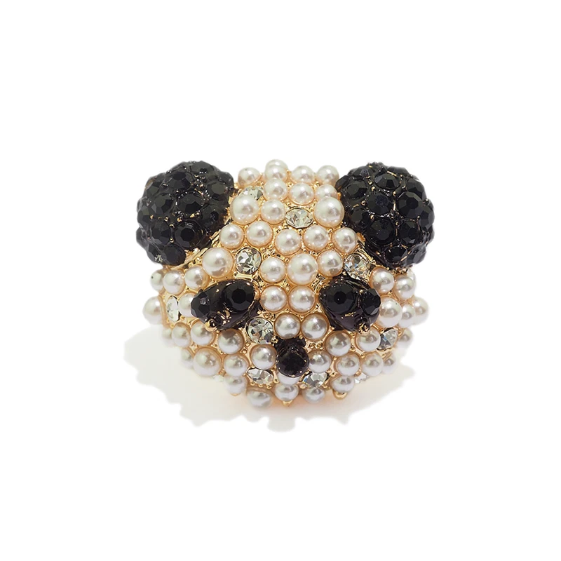 铜合金胸针 小米珠点镶熊猫高档西装配饰别针连衣裙胸针