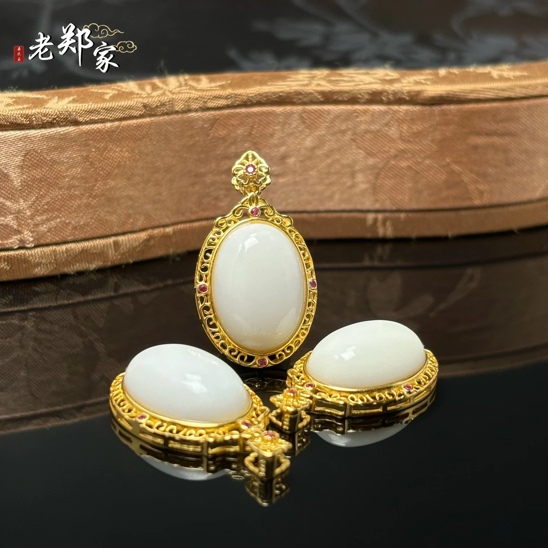 【老郑家】925银和田玉蛋面吊坠 2755多样性发一件 约17*12*7mm