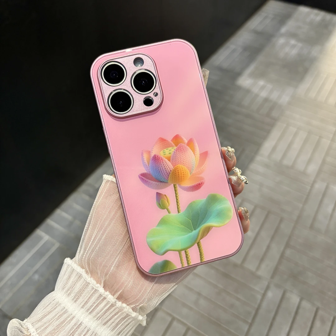 苹果/华为/oppo/vivo/小米 好运莲莲适用iPhone17/16玻璃手机壳
