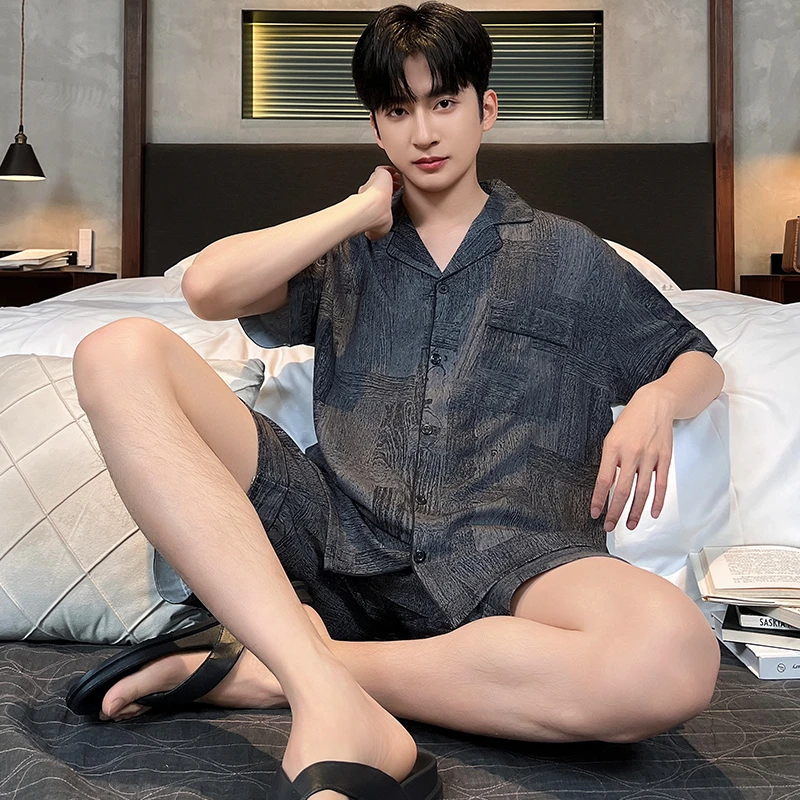 夏款睡衣男冰丝夏季男生凉感薄款短袖短裤大码宽松休闲家居服套装