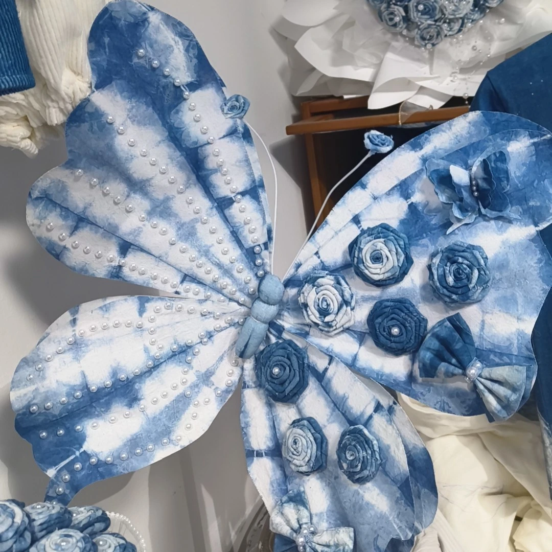 扎染巨型布艺蝴蝶手工装饰网红打卡个性礼物50cm手工艺品