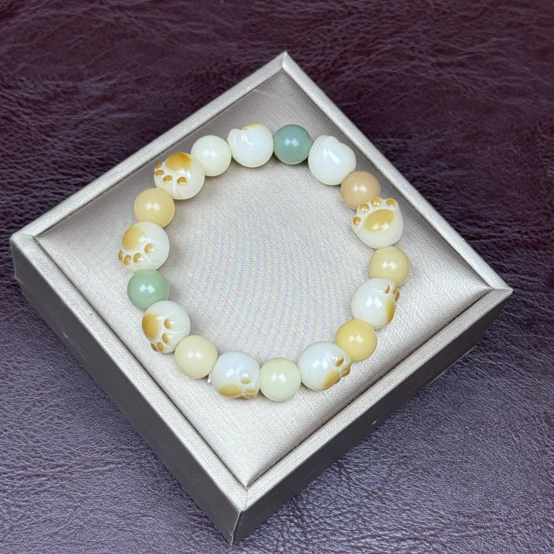 S0147菩提炭烧猫爪+隔珠单圈精美手串无礼盒