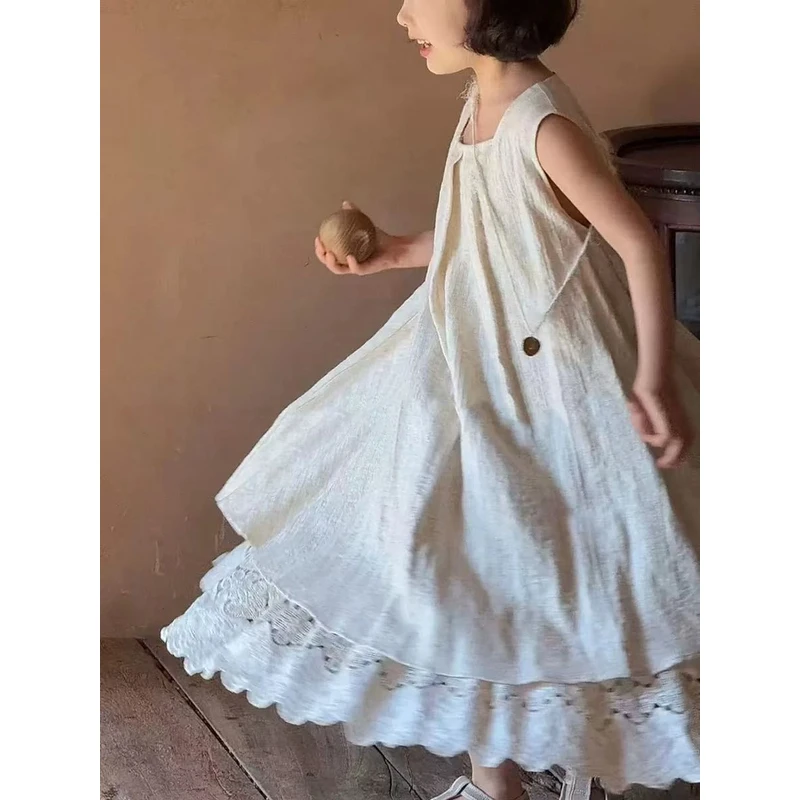 女童连衣裙2025夏季新款儿童夏款薄款公主裙女孩洋气夏装花边裙子