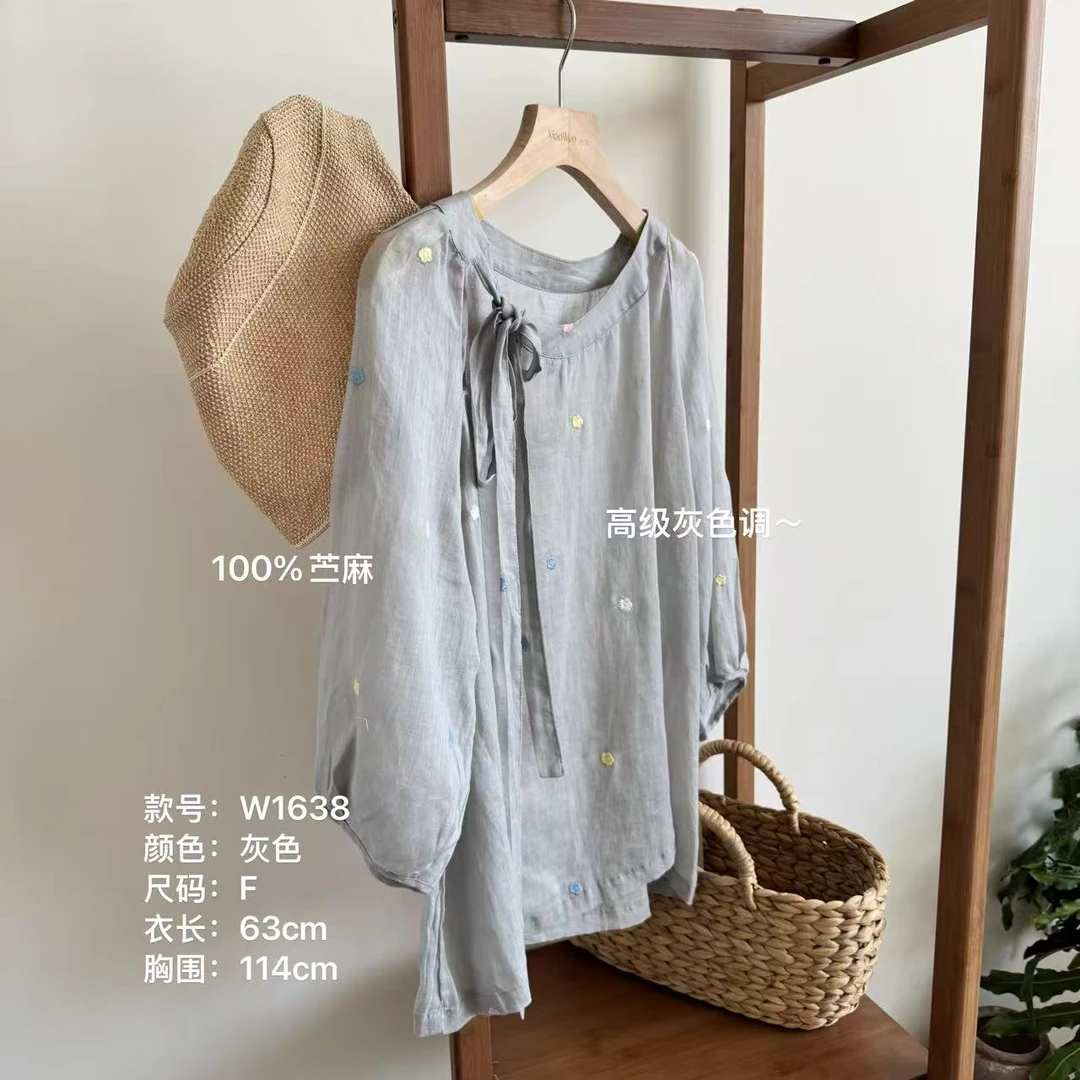 省略号 W1638-夏季高级灰设计小众简约百搭宽松显瘦通勤休闲衬衫