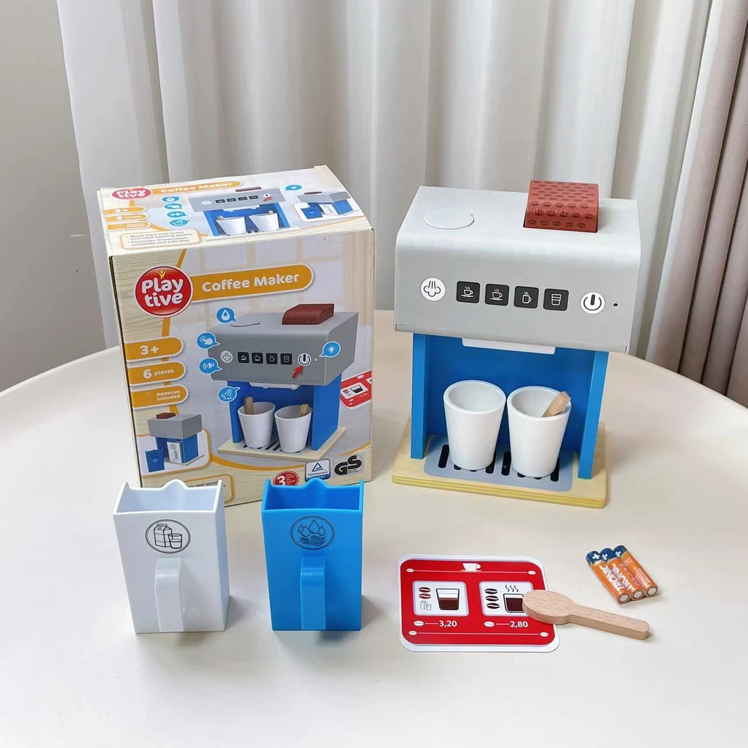 德国playtive带声音咖啡机过家家木质玩具
