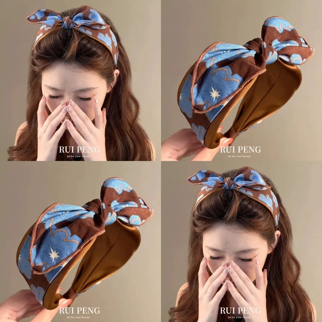 精致咖色花卉宽边发箍女高颅顶网红气质压发头箍女2025新款高级感
