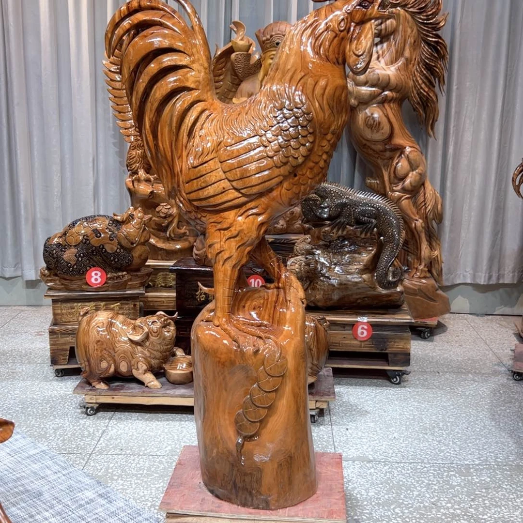 香樟木心*心实木根雕摆件鸡